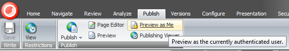 Preview as Me: Content Editor Ribbon