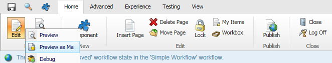 Preview as Me: Page Editor Ribbon