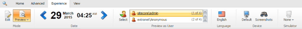 Previewing as a selected user in&nbsp;Sitecore