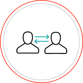 Arrows pointing between two people indicating 'connection'